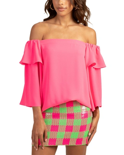 Trina Turk Excited Off-shoulder Ruffle-trim Top In Pink