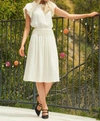 Current Air Tansy Smocked Drop Waist Midi Dress In Cream In White