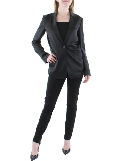 Dkny Womens Crepe Satin Back One-button Blazer In Black