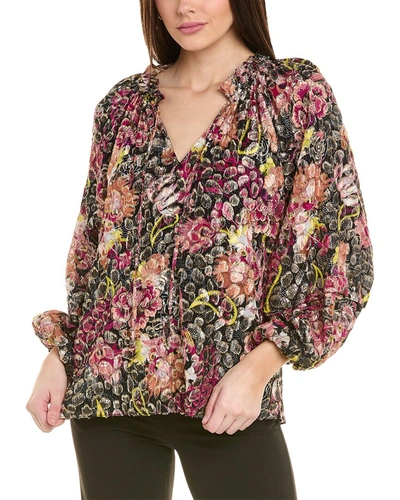 KOBI HALPERIN AUGUST METALLIC CLIP DOT BLOUSE