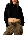 Free People Easy Street Cropped Sweater In Black