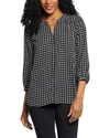 Nydj High-low Crepe Blouse In Black