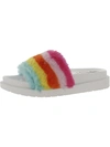 Steve Madden Sophlyn Womens Faux Fur Rainbow Slide Slippers In Multi