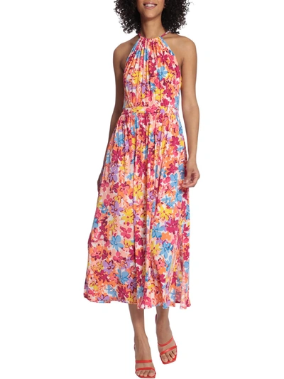 Maggy London Womens Floral Long Halter Dress In Multi