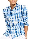 SUN + STONE MENS TIE-DYED COLLARED BUTTON-DOWN SHIRT