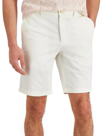 Alfani Mens Flat Front Solid Casual Shorts In White