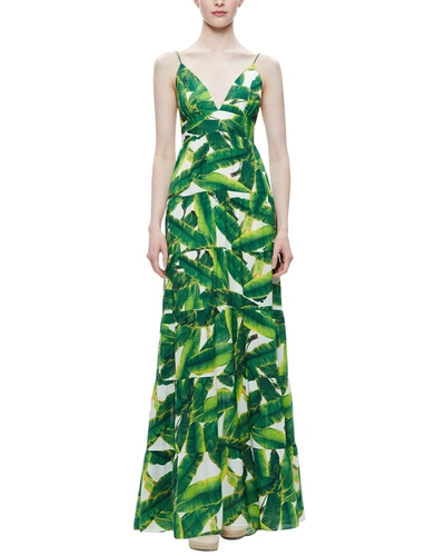 Alice And Olivia Karolina Tiered Printed Crepe De Chine Maxi Dress In Green