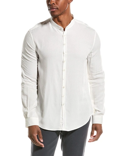 John Varvatos Multi Button Band Collar Shirt In White
