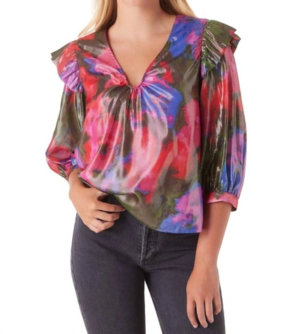 Crosby By Mollie Burch Anya Top In Blurred Floral Bright In Multi