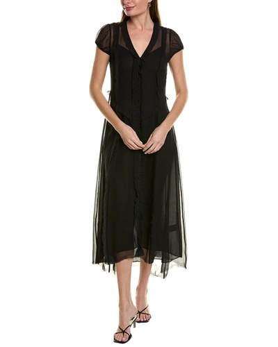 Go By Go Silk Go> By Gosilk Age Of Innocence Silk Midi Dress In Black