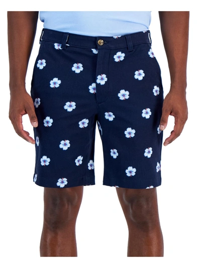 Club Room Mens Classic Fit Flat Front Bermuda Shorts In Blue
