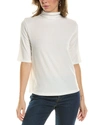 VINCE RELAXED ELBOW-SLEEVE MOCK NECK TOP