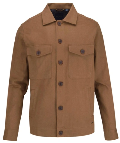 Guide London Casual Cotton Overshirt In Brown