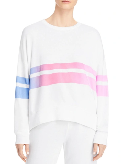Sundry Womens Ombre Striped Long Sleeved Sweatshirt In White