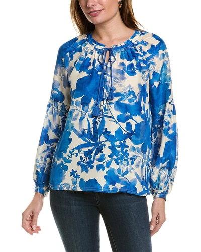 Go By Go Silk Go> By Gosilk Off Beat Silk Blouse In Blue