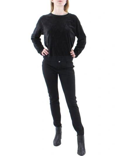 Hanro Womens Velour Sweatshirt Pullover Top In Black