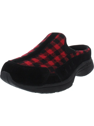 Easy Spirit Traveltime 498 Womens Suede Plaid Mules In Multi