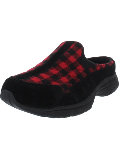 Easy Spirit Traveltime 498 Womens Suede Plaid Mules In Red