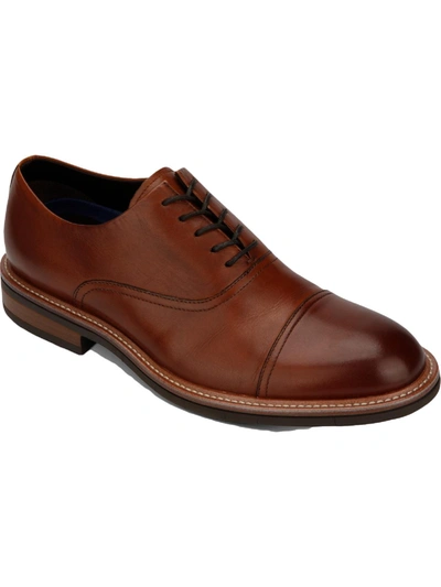 Kenneth Cole Reaction Klay Flex Mens Leather Lace-up Cap Toe Oxfords In Cognac