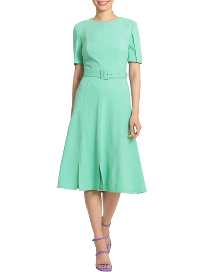 Maggy London Womens Side Slit Long Wear To Work Dress In Green
