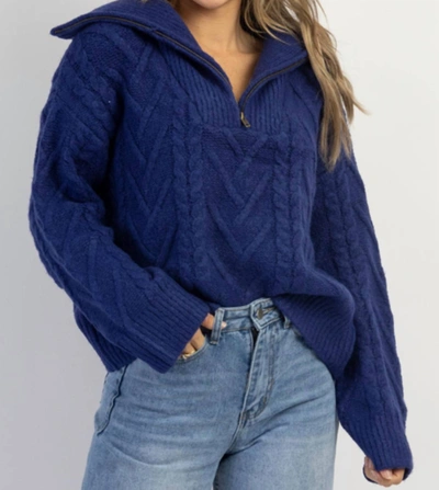 Crescent Franco Half Zip Sweater In Cobalt Blue