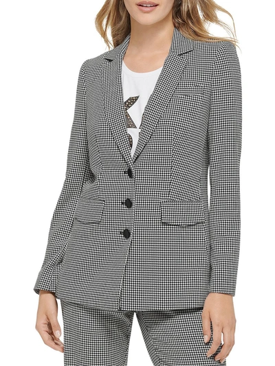 Karl Lagerfeld Womens Woven Houndstooth Suit Jacket In Black White