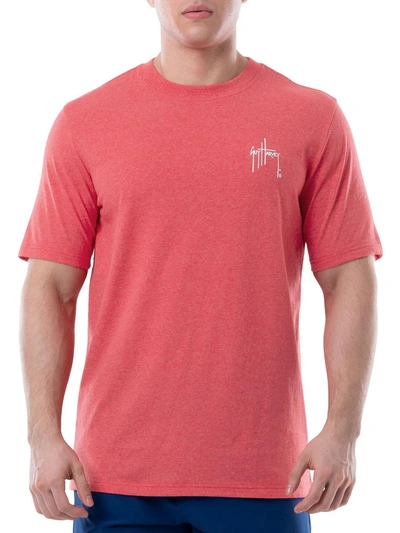 Guy Harvey A Day Fishing Mens Logo Crewneck Graphic T-shirt In Pink