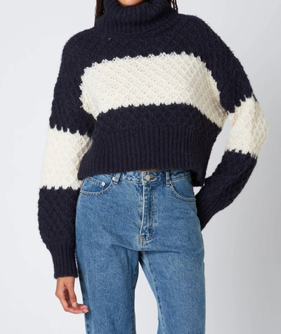 Cotton Candy Cozy Forecast Sweater In Navy In Blue