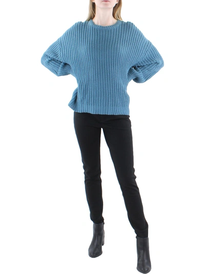 Z Supply Womens Shaker Knit Crewneck Crewneck Sweater In Blue