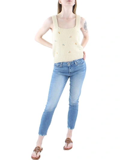 English Factory Womens Floral Embroidered Tank Top In Beige