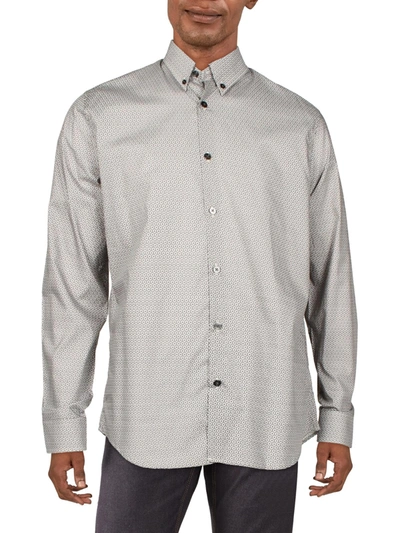 Lords Of Harlech Jardin Mens Floral Collared Button-down Shirt In Grey