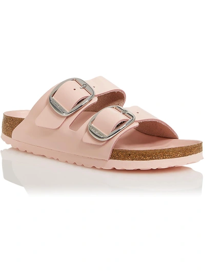 Birkenstock Arizona Big Buckle Womens Faux Leather Slip On Slide Sandals In Pink