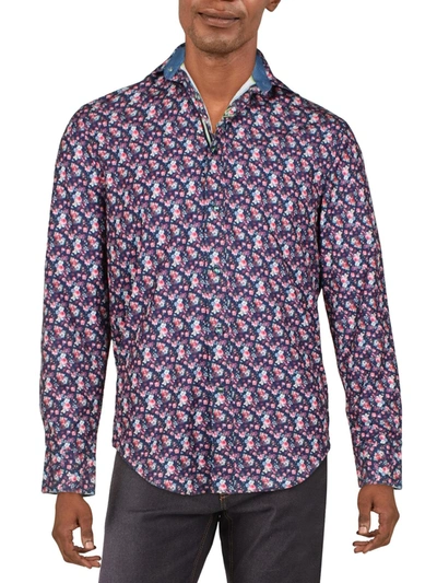 Society Of Threads Mens Slim Fit Stretch Button-down Shirt In Purple