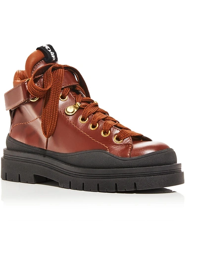 See By Chloé Jolya Womens Leather Outdoor Hiking Boots In Brown