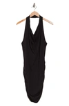 GO COUTURE DRAPE HALTER DRESS