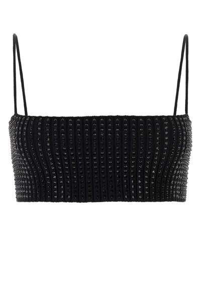 Alexander Wang Crystal Hotfix Detailed Bandeau Bra In Black