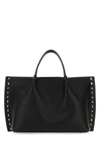 Valentino Structured Rockstud Leather Handbag With Metal Studs In Black