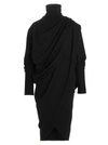 Le Twins Draped High Neckline Long Sleeves Midi Dress