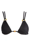 Topshop Textured Triangle Bikini Top In Black