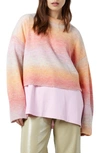 Noisy May Ombré Mock Neck Sweater In Safari Detail Ombre