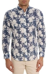 Robert Graham Dominus Tailored Fit Floral Cotton Button-up Shirt In Blue/ White