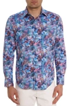 ROBERT GRAHAM OUTER BANKS DOT PRINT STRETCH COTTON BUTTON-UP SHIRT