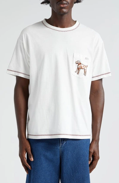 Bode Griffon Pocket Cotton T-shirt In White