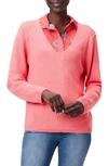 Nic + Zoe Cotton Cord Soft V Neck Sweater In Coral