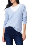 Nic + Zoe Cotton Cord Soft V-neck Sweater In Powder Blue