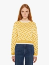 MOTHER THE ITSY CROP JUMPER ALL THE ANGLES SWEATER IN YELLOW - SIZE X-LARGE