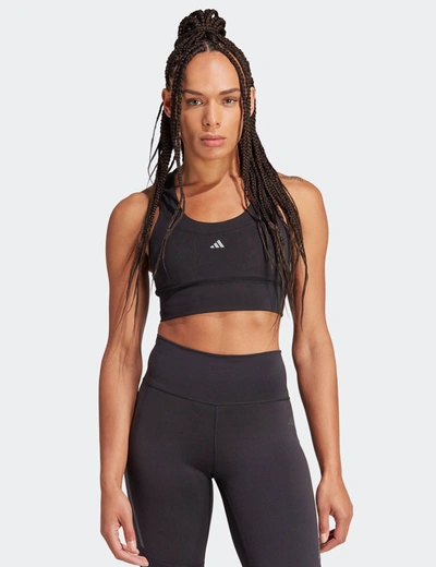 Adidas Originals Adidas Run Pocket Medium-support Bra In Black