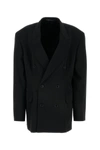 Balenciaga Black Barathea Oversize Cinched Blazer In Black