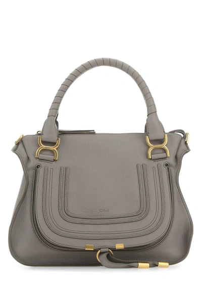 Chloé Chloe Woman Grey Leather Medium Marcie Handbag In Gray
