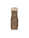 Prada Silk Embroidered Dress Overlay Sheer In Mimetic